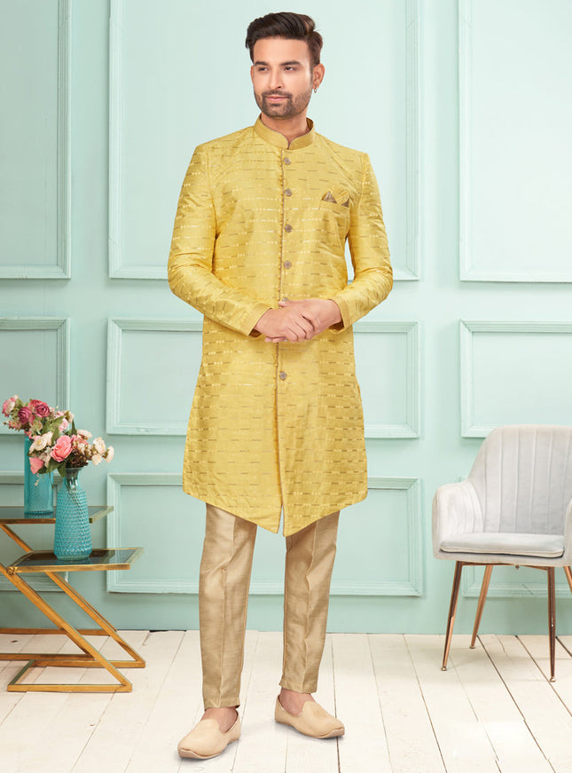 Yellow Mens Indo Western Suit