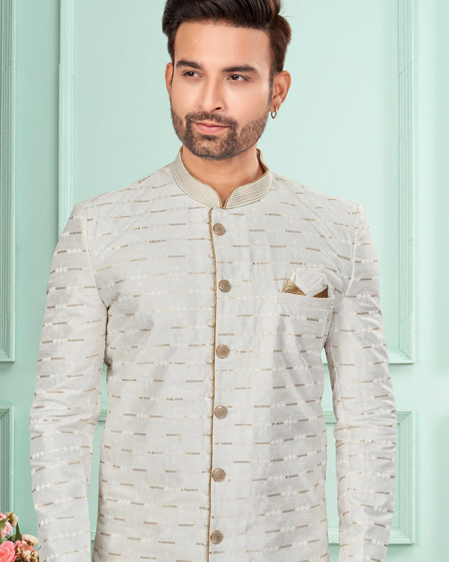 Off White Mens Indo Western Suit