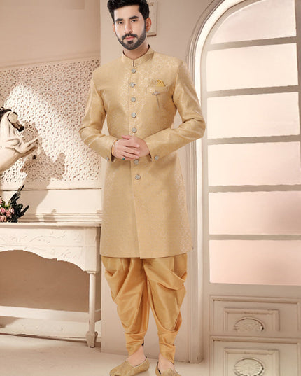 Beige Designer Semi Indo Western