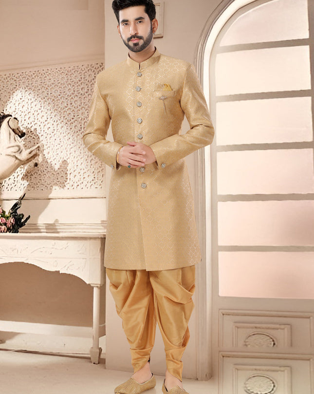 Beige Designer Semi Indo Western
