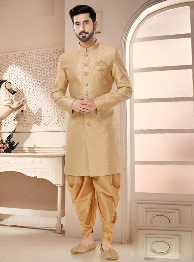 Beige Designer Semi Indo Western