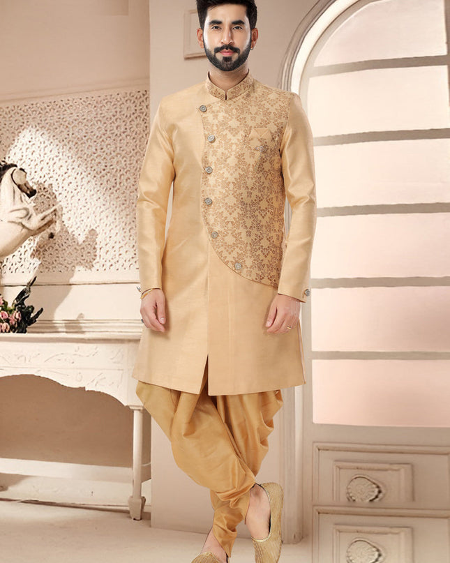 Beige Designer Semi Indo Western