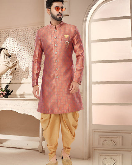 Salmon Pink Designer Semi Indo Western