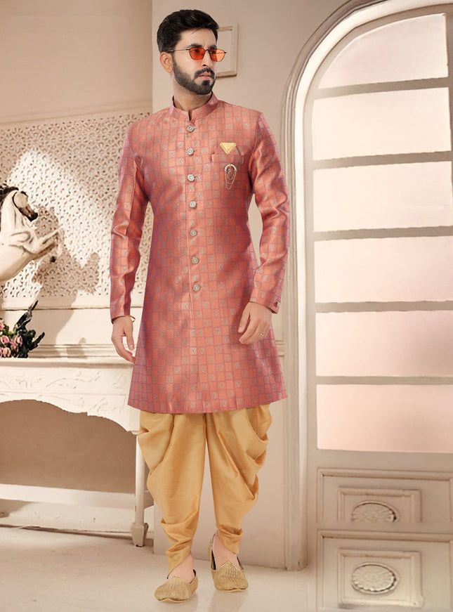 Salmon Pink Designer Semi Indo Western