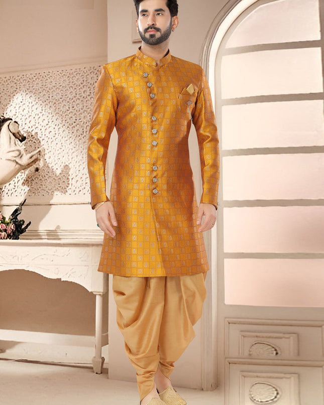 Golden Yellow Designer Semi Indo Western