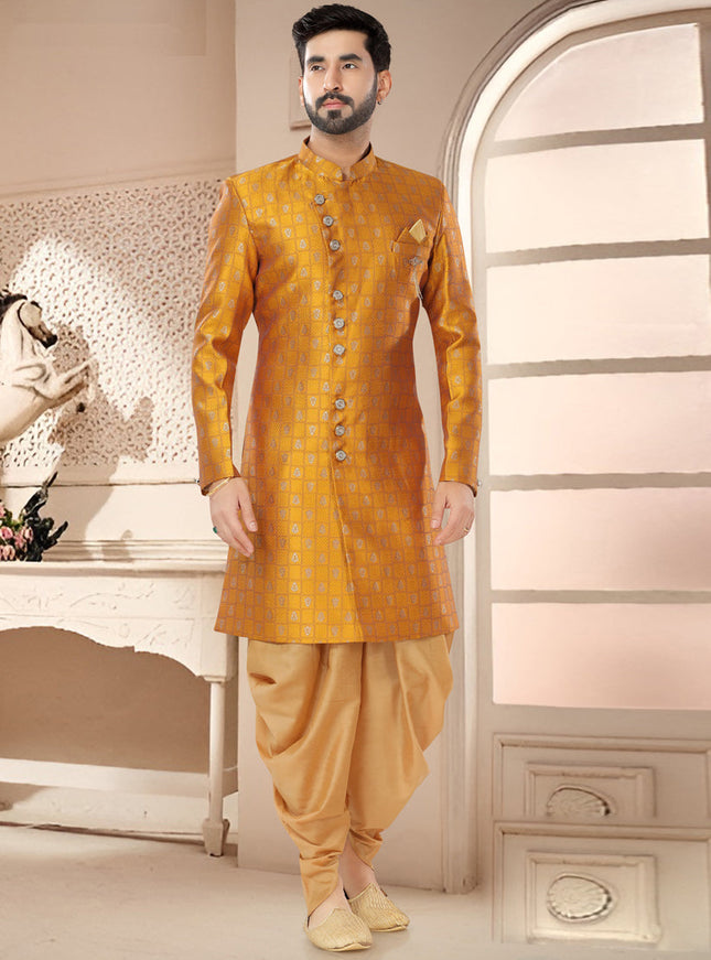 Golden Yellow Designer Semi Indo Western