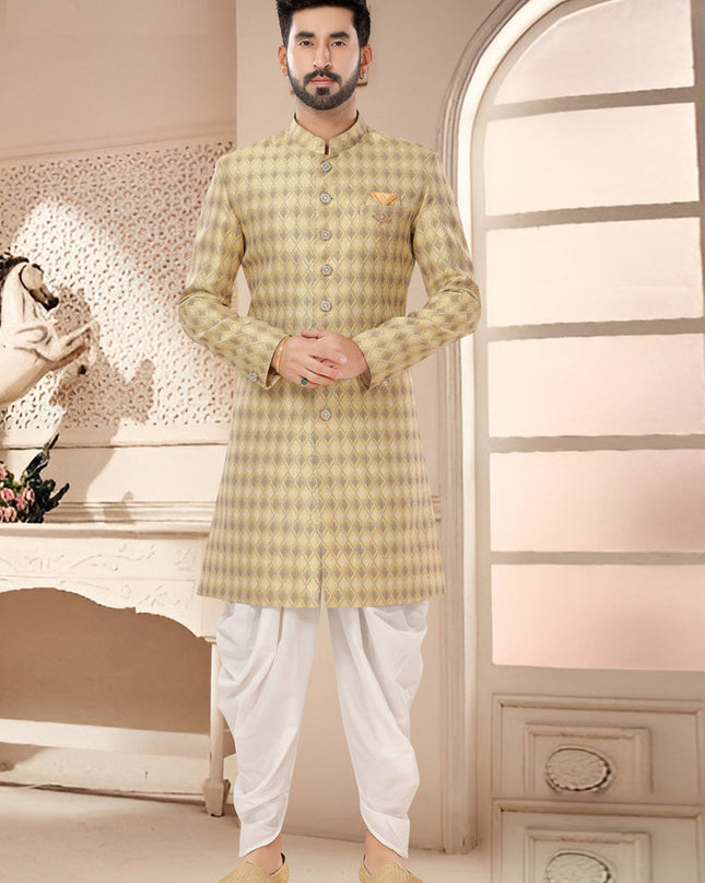 Lemon Yellow Designer Semi Indo Western