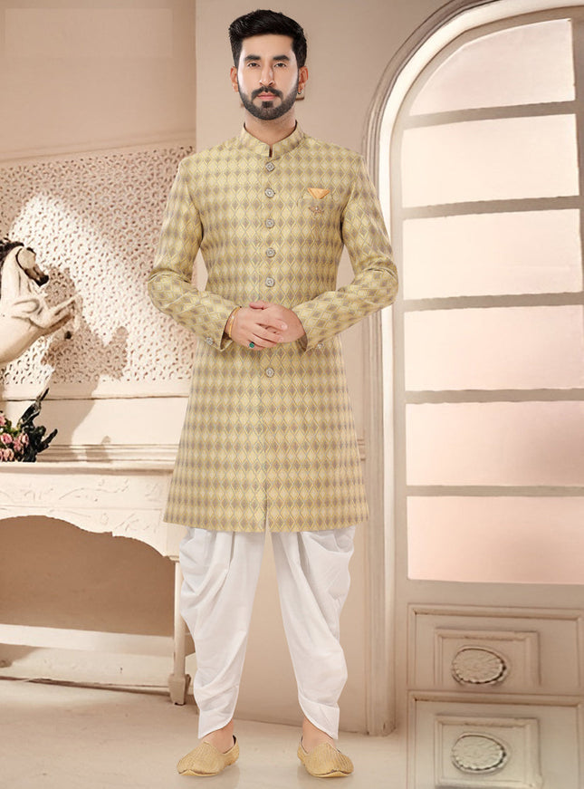 Lemon Yellow Designer Semi Indo Western