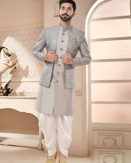 Grey Designer Semi Indo Western