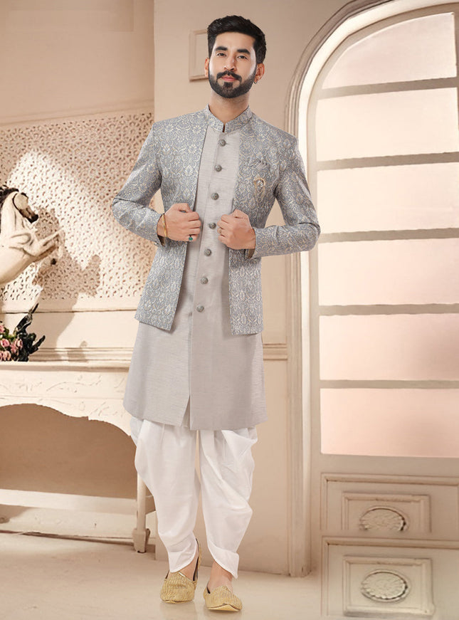 Grey Designer Semi Indo Western