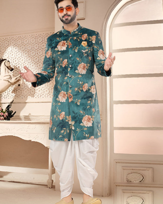 Rama Green Designer Semi Indo Western