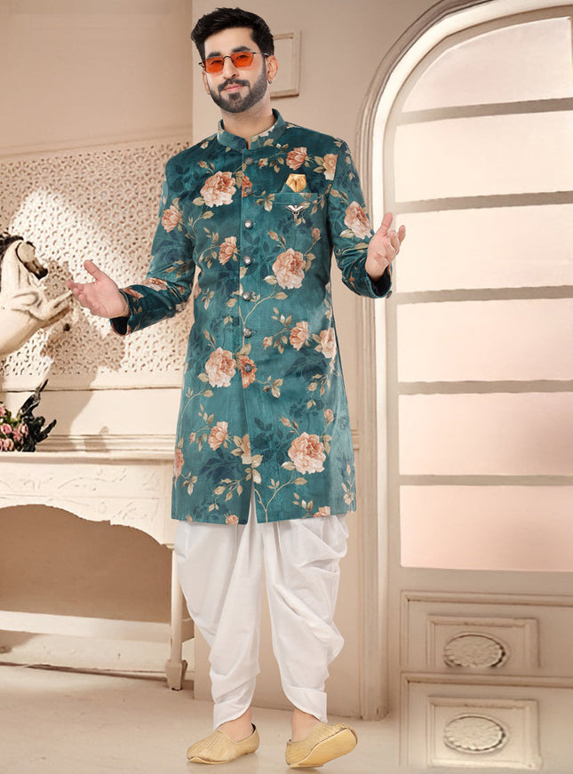 Rama Green Designer Semi Indo Western