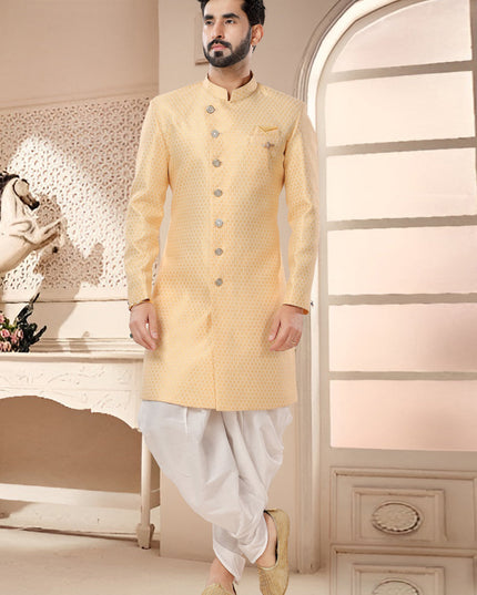 Pastel Yellow Designer Semi Indo Western