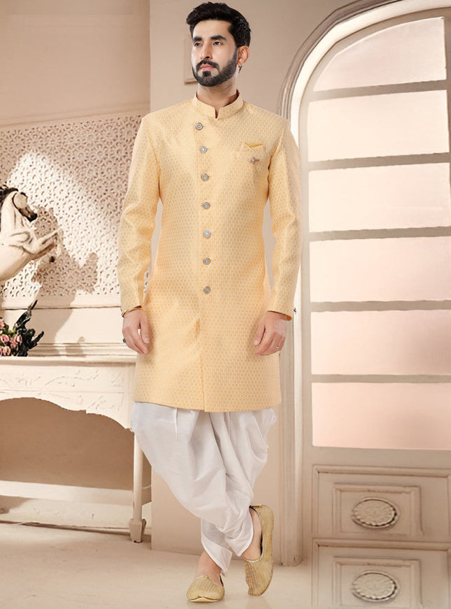 Pastel Yellow Designer Semi Indo Western
