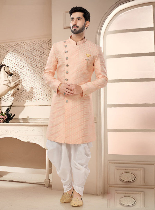 Salmon Pink Designer Semi Indo Western