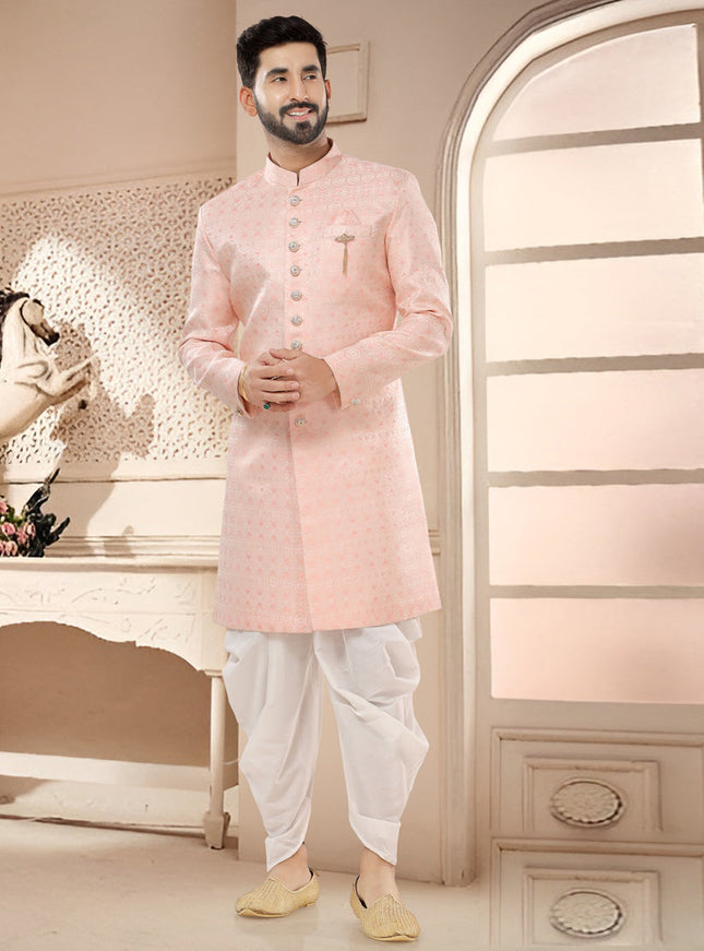 Salmon Pink Designer Semi Indo Western