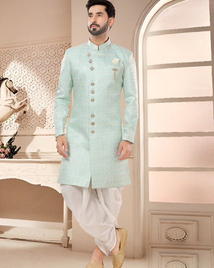 Mint Blue Designer Semi Indo Western