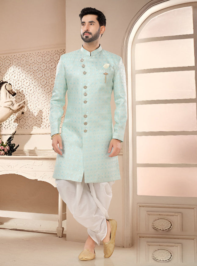 Mint Blue Designer Semi Indo Western