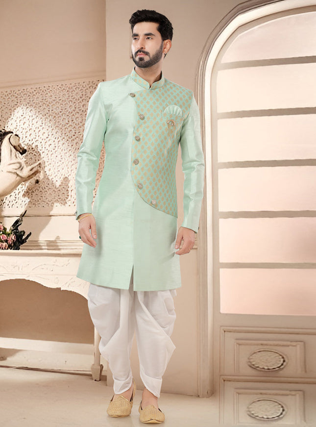 Mint Green Designer Semi Indo Western