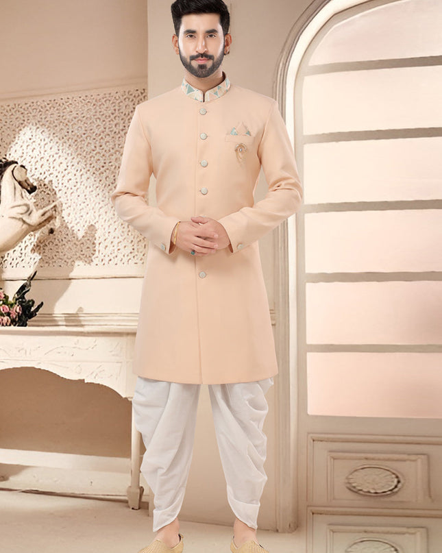 Peach Designer Semi Indo Western