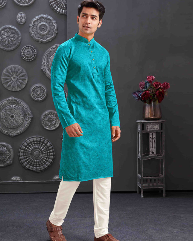 Firozi Polyester Printed Kurta Pajama Set