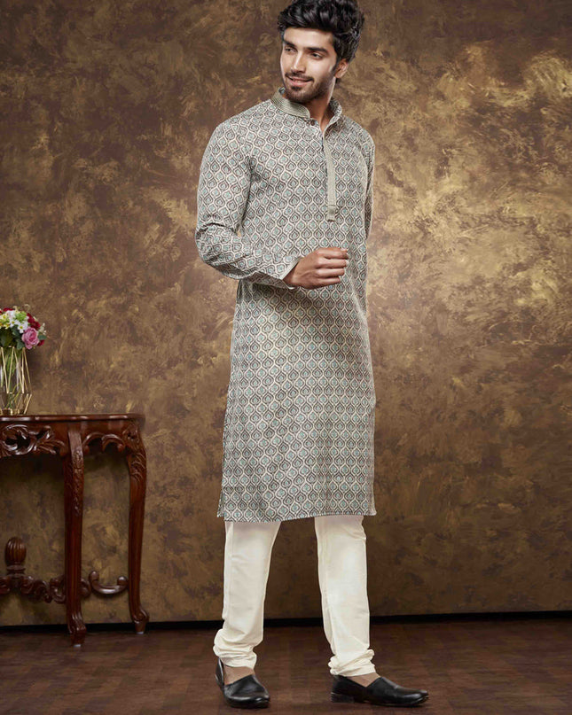Multicolor Cotton Printed Kurta Pajama Set