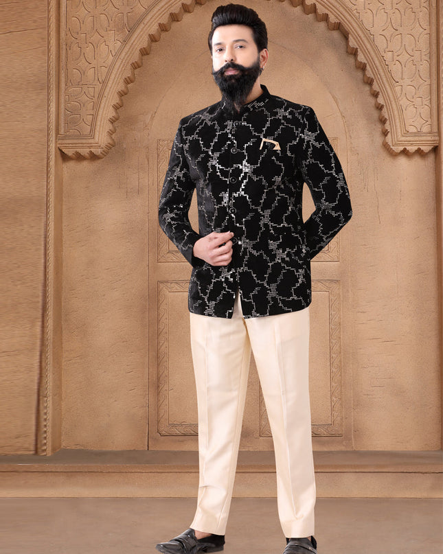 Black Velvet Jodhpuri Suit