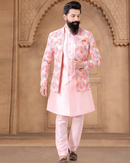 Pink Silk Mens Indo Western