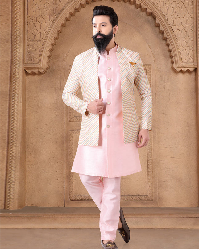 Pink Silk Mens Indo Western