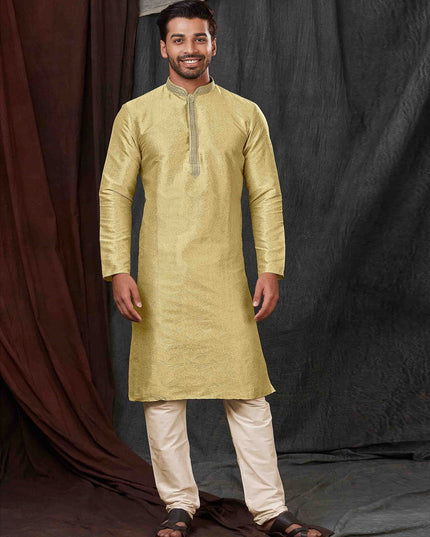 Pastel Green Jacquard Mens Kurta Pajama Set