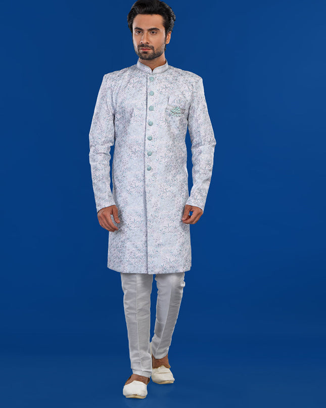 Off White Mens Semi Indowestern Outfit For Wedding