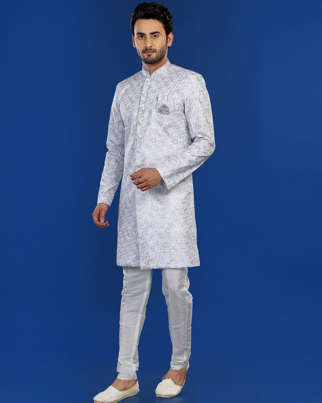 Off White Mens Semi Indowestern Outfit For Wedding