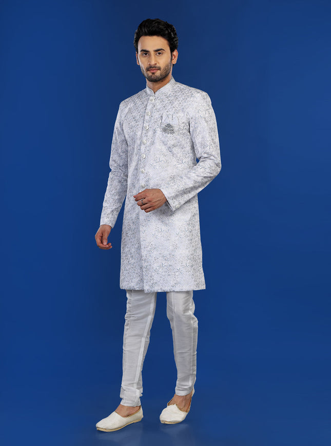 Off White Mens Semi Indowestern Outfit For Wedding