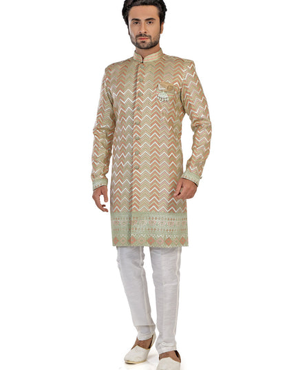 Multicolor Mens Semi Indowestern Outfit For Wedding