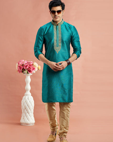 Morpich Banarasi Art Silk Embroidered Kurta Pajama Set