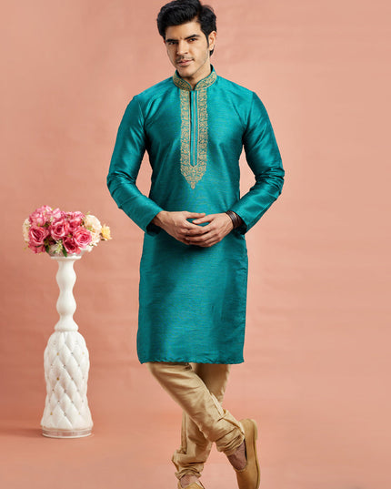 Morpich Banarasi Art Silk Embroidered Kurta Pajama Set