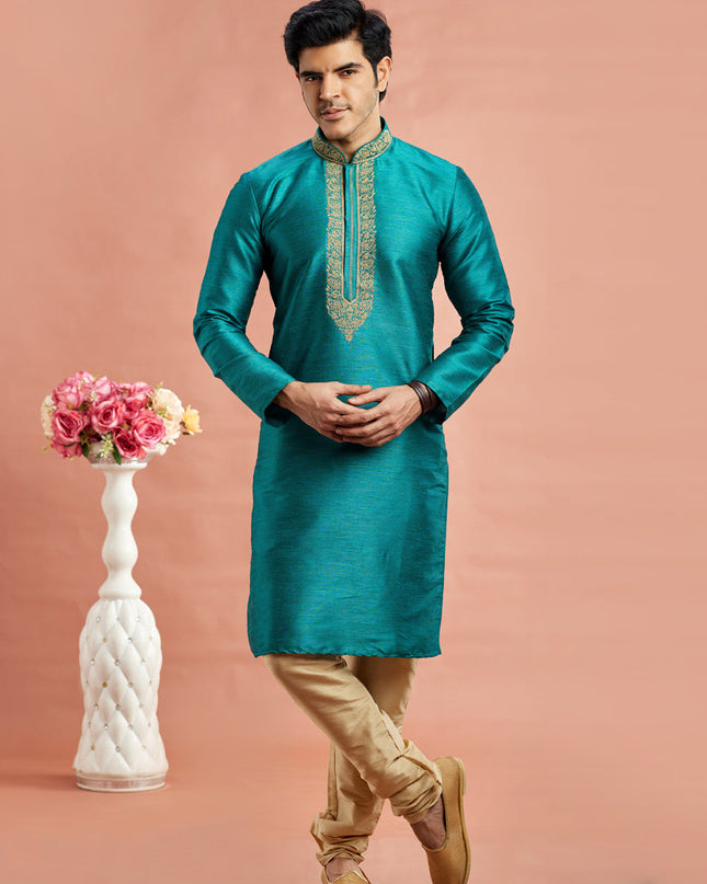 Morpich Banarasi Art Silk Embroidered Kurta Pajama Set