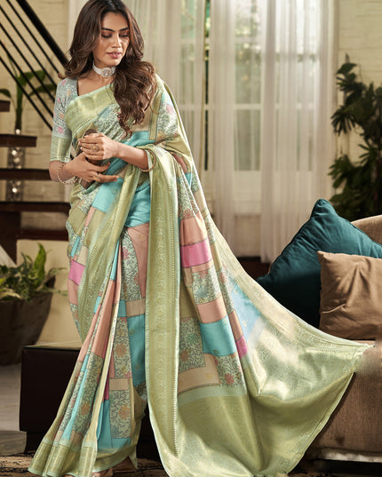 Pastel Green Soft Silk Digital Printed Saree
