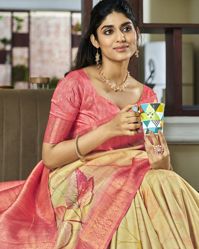 Blonde Pure Handloom Kotha Silk Saree