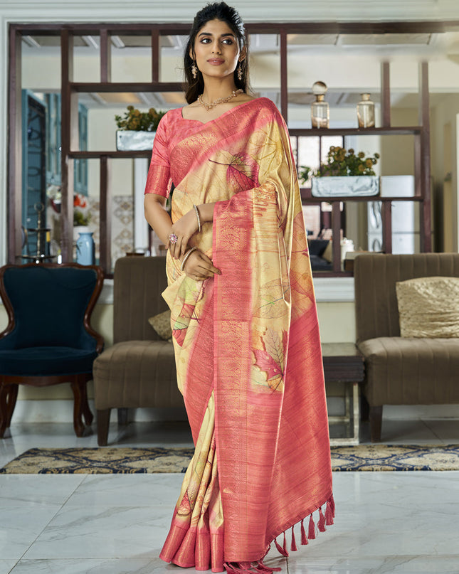 Blonde Pure Handloom Kotha Silk Saree