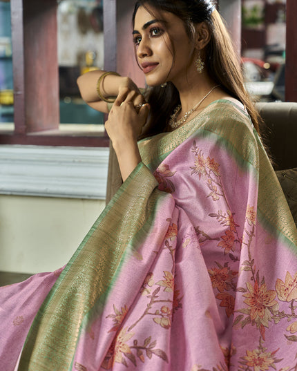 Rose Pink Pure Handloom Kotha Silk Saree