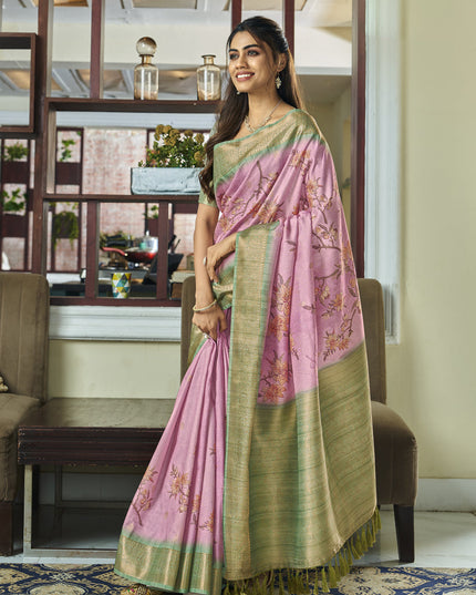 Rose Pink Pure Handloom Kotha Silk Saree