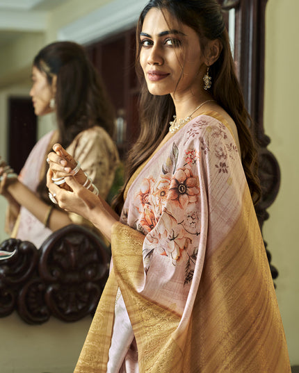 Blush Pink Pure Handloom Kotha Silk Saree