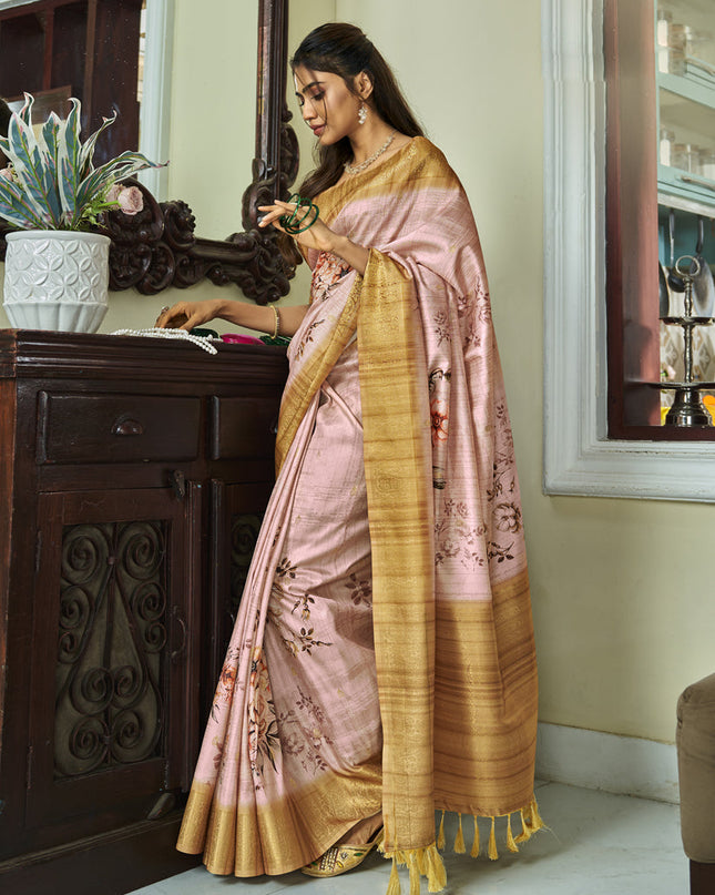 Blush Pink Pure Handloom Kotha Silk Saree