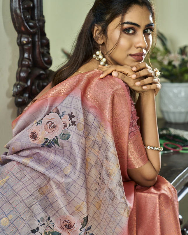 Lavender Pure Handloom Kotha Silk Saree