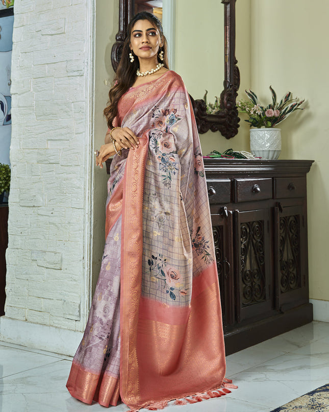 Lavender Pure Handloom Kotha Silk Saree