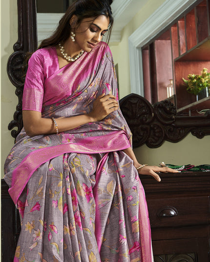 Mauve Pure Handloom Kotha Silk Saree