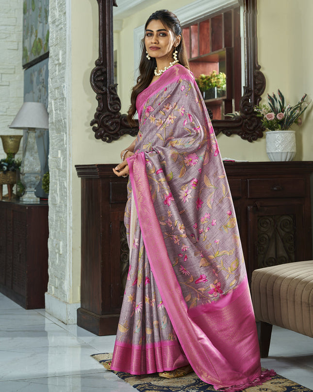 Mauve Pure Handloom Kotha Silk Saree