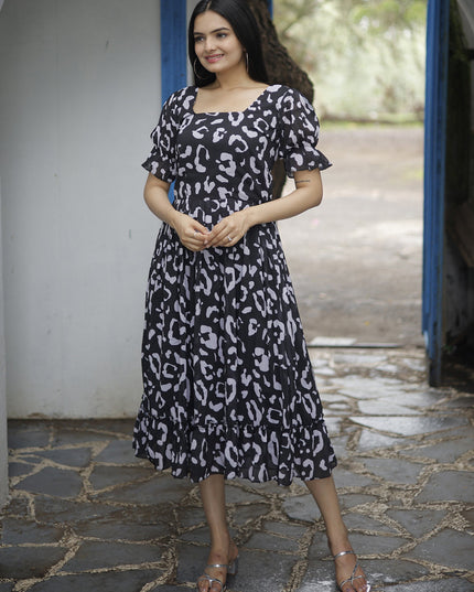 Black Faux Georgette Digital Print Plus Size Kurti