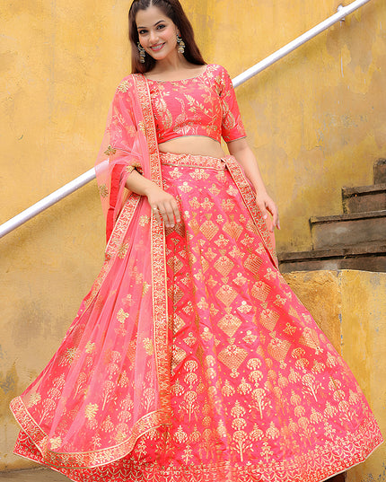 Stunning Peach Heavy Lehenga Choli Set for Festival